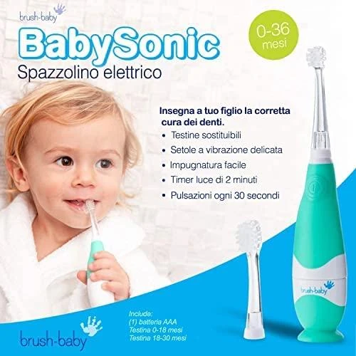 Brush Baby ŠEPETĖLIS BABY_Baby Sonic sonic dantų šepetėlis 0-3l Sea