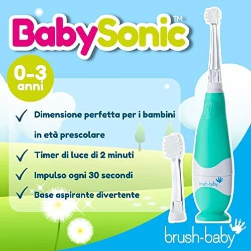 Brush Baby ŠEPETĖLIS BABY_Baby Sonic sonic dantų šepetėlis 0-3l Sea