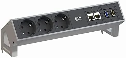 Bachmann 3x Schuko 2x CAT6 1x HDMI, 1x USB3.0 elektros tinklo ilgintuvas 1,5 m 3 AC išvestis(ys / čių) Juoda, Nerūdijančiojo plieno