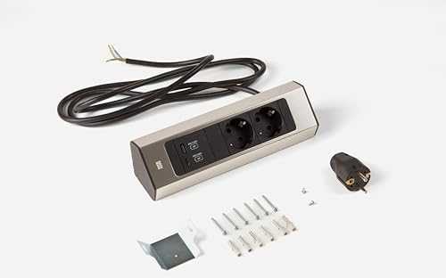 Bachmann BACHMANN CASIA 2 2xCEE7/3 1xUSB A/C 22W 2,0m AEH, nerūdijančio plieno išvaizda