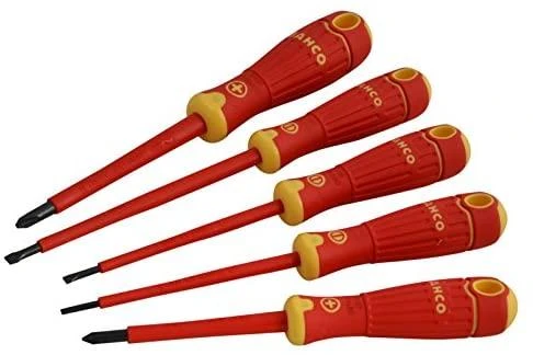 Atsuktuvų rinkinys elektrikui 5 vnt. BahcoFit PH1/2+plokšti SL3/4/5,5 1000V VDE