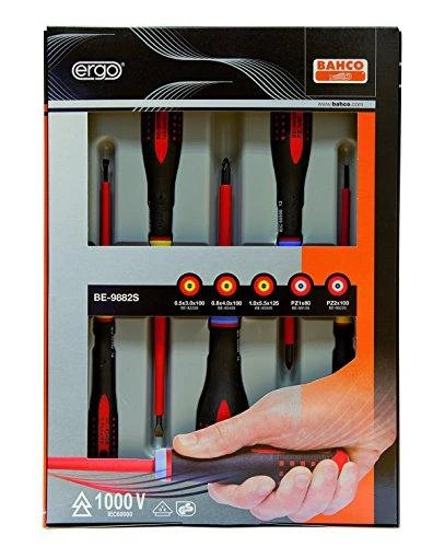 Bahco Izoliuotų atsuktuvų rinkinys ERGO™ slim 5 vnt - PZ1/2; SL3,0/4,0/5,5 – 1000V VDE