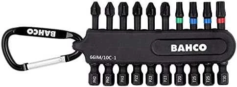 Bahco Smūginių antgalių rinkinys 50mm, 10vnt, su karabinu, PH,PZ,TORX