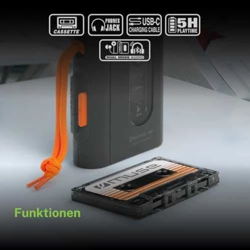 Vaizdo grotuvas „Muse“ | Nešiojamasis kasečių grotuvas | M-132 WM | USB jungtis | „Bluetooth“