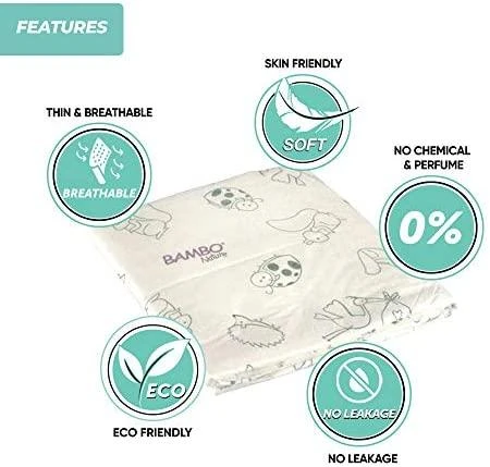 Kūdikių paklotai BAMBO NATURE Eco-Friendly, 60x60,10vnt BAMBN2874