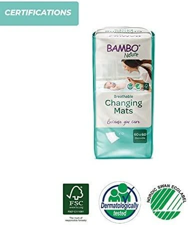Kūdikių paklotai BAMBO NATURE Eco-Friendly, 60x60,10vnt BAMBN2874