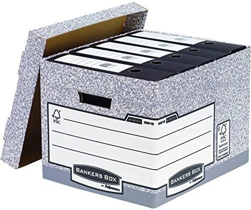 Fellowes Bankers Box System su FSC archyvinė dėžutė su nuimamu dangteliu FastFold, op. 1 vnt. (00810-FFEU)