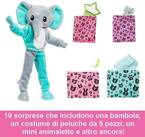 BARBIE „Cutie Reveal“ rinkinys, džiunglių serija - drambliukė