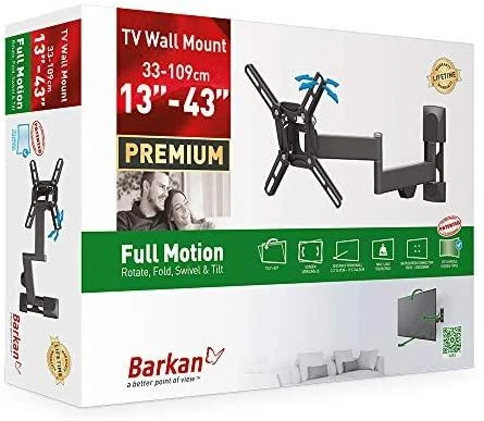 „Barkan“ plokščio/lenkto televizoriaus sieninis laikiklis 2400, pilnai judinamas, 13–39 colių, maksimalus svoris (talpa) 25 kg, Juodas