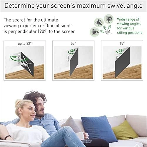 Laikiklis BARKAN 3400W.W 65" lygiam/lenktam TV, 4 lankstų, sieninis, baltas