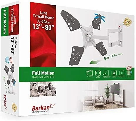 Laikiklis BARKAN 3400LW.W 65" lygiam/lenktam TV, 4 lankstų, sieninis, baltas