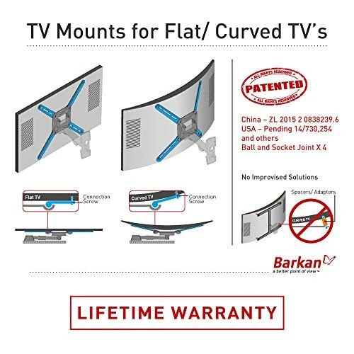 Barkan Flat/ Curved TV Ceiling Mount 3500 Lubinis laikiklis, Full motion, 29-63 ", Maksimalus svoris (talpa) 40 kg, Baltas