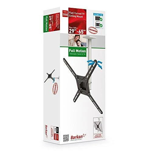 Barkan Flat/ Curved TV Ceiling Mount 3500 Lubinis laikiklis, Full motion, 29-63 ", Maksimalus svoris (talpa) 40 kg, Baltas