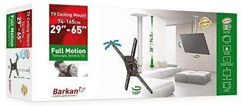 Barkan Flat/ Curved TV Ceiling Mount 3500 Lubinis laikiklis, Full motion, 29-63 ", Maksimalus svoris (talpa) 40 kg, Baltas