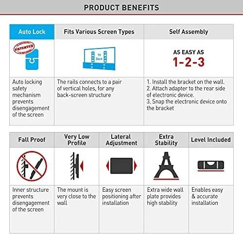 Laikiklis BARKAN E302+.B 29"-65" LED televizorius, fiksuotas, sieninis, juodas