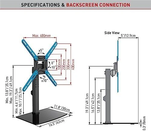 Laikiklis Barkan Floor stendas, Full motion, 29-58", Juodas