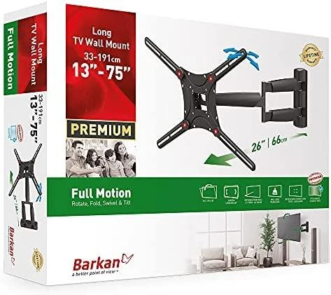 Barkan sieninis laikiklis, Full Motion, 13-75", Maksimalus svoris (talpa) 43 kg, Juodas