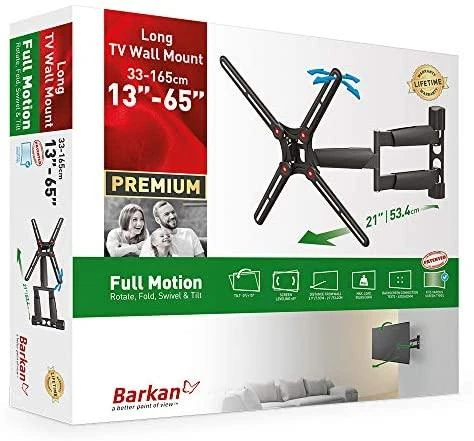 Laikiklis BARKAN BM343LP 13"-65" lygiam/lenktam TV, 4 lankstų, sieninis, prailgintas