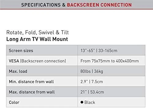 Laikiklis BARKAN BM343LP 13"-65" lygiam/lenktam TV, 4 lankstų, sieninis, prailgintas