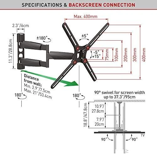 Laikiklis BARKAN BM343LP 13"-65" lygiam/lenktam TV, 4 lankstų, sieninis, prailgintas