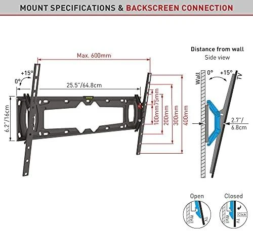 Barkan Flat/ Curved TV Wall Mount E410+ Sieninis laikiklis, Pakreiptas, 32-90 ", Maksimalus svoris (talpa) 60 kg, Juodas