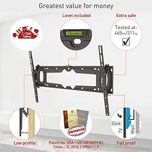 Barkan Flat/ Curved TV Wall Mount E410+ Sieninis laikiklis, Pakreiptas, 32-90 ", Maksimalus svoris (talpa) 60 kg, Juodas