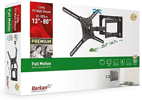 Laikiklis BARKAN 4400.B lygiam/lenktam TV, 4 lankstu, sieninis, juodas
