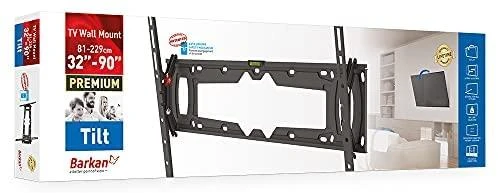 Barkan Flat/ Curved TV Wall Mount E410+ Sieninis laikiklis, Pakreiptas, 32-90 ", Maksimalus svoris (talpa) 60 kg, Juodas