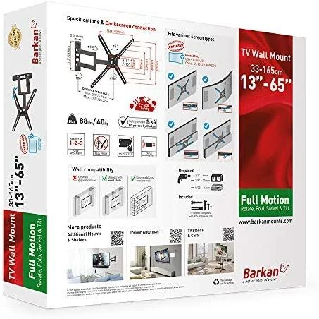 Laikiklis BARKAN BM343 13"-65" lygiam/lenktam TV, 4 lankstu, sieninis, juodas