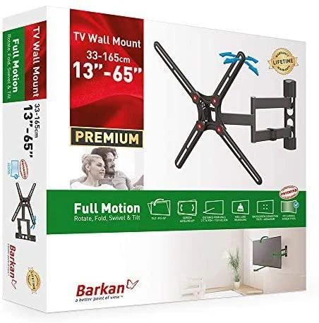 Laikiklis BARKAN BM343 13"-65" lygiam/lenktam TV, 4 lankstu, sieninis, juodas