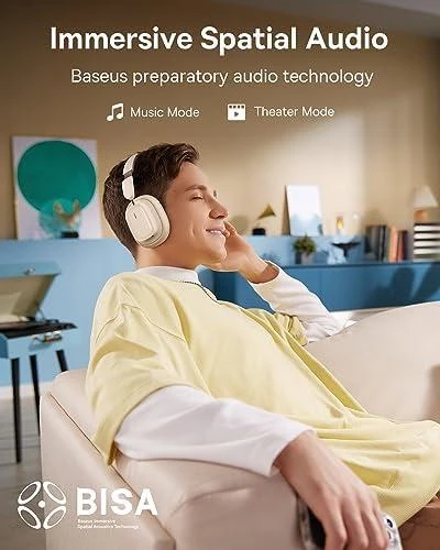Belaidės ausinės su triukšmo slopinimu Baseus Bowie H1i (balta)
