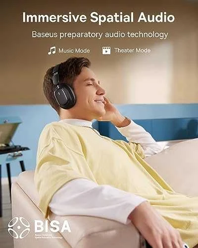 Belaidės ausinės su triukšmo slopinimu Baseus Bowie H1i (juoda)