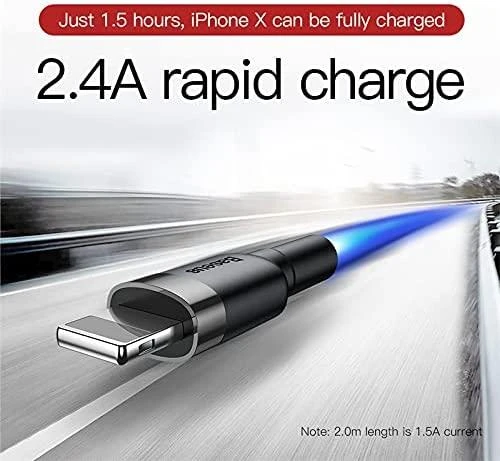 Baseus Cafule USB Lightning kabelis 2.4A 1m - Pilkas / Juodas