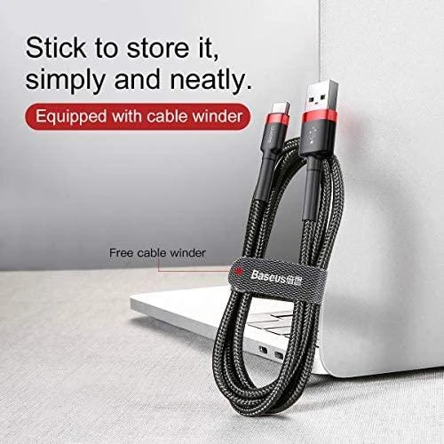 Kabelis Baseus USB2.0 A kištukas - USB C kištukas 1 m, QC3.0 su nailoniniu šarvu , raudonas/juodas