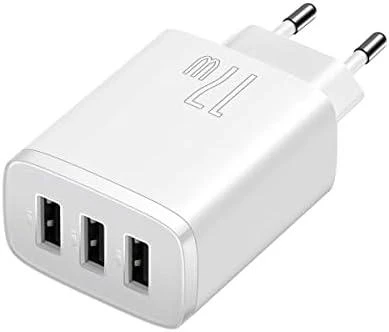 Baseus kompaktiškas greitas įkroviklis, 3x USB, 17W - baltas