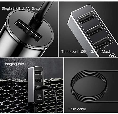 Įkroviklis automobilinis Baseus CCTON-01 (4xUSB 5.5A) juodas