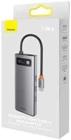 Hub 7in1 Baseus Metal Gleam Series USB-C iki 3x USB 3.0 + HDMI + USB-C PD + VGA + Ethernet RJ45
