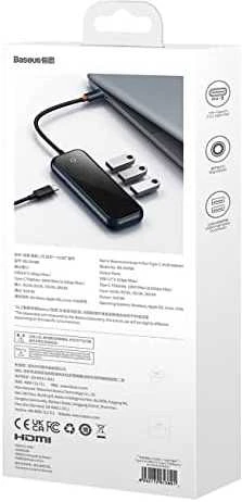 Hub 4in1 Baseus AcmeJoy Series USB-C iki 3xUSB 3.0 + USB-C PD (tamsiai pilka)