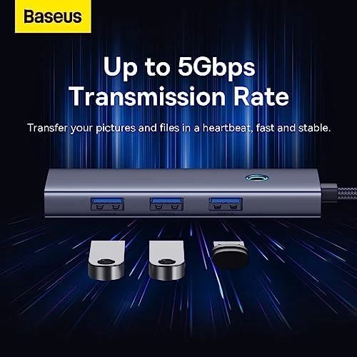 Baseus Hub 5in1 UltraJoy 5-Port 1xHDMI4K@30Hz + 4xUSB 3.0 - pilkas