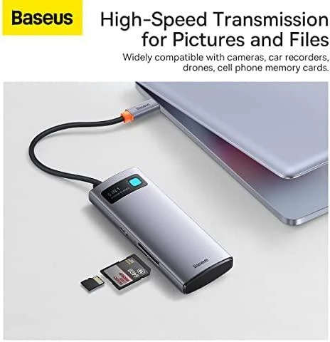 Adapteris 6in1 Baseus Metal Gleam Series USB-C į 3x USB 3.0 + USB-C PD + Micro SD/SD