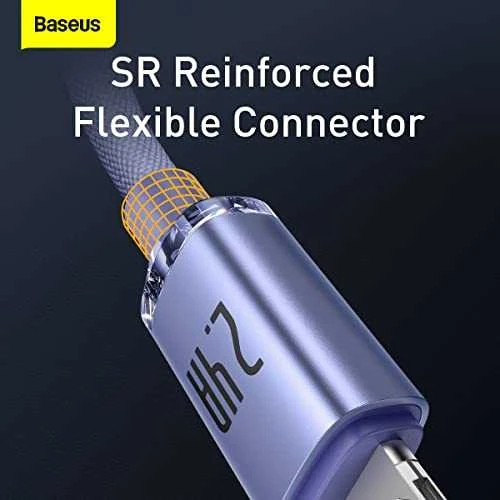 Baseus Crystal Shine kabelis USB - Lightning 2.4A 2m - Violetinis
