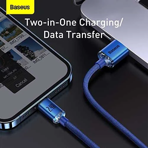 Baseus Crystal Shine USB - Lightning kabelis 2.4A 2m - Mėlynas