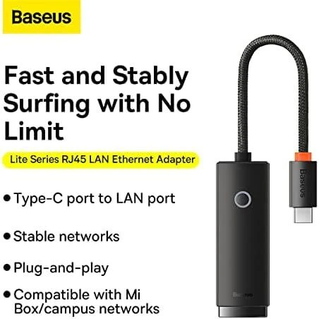Tinklo adapteris Baseus Lite Series USB-C iki RJ45 – juodas