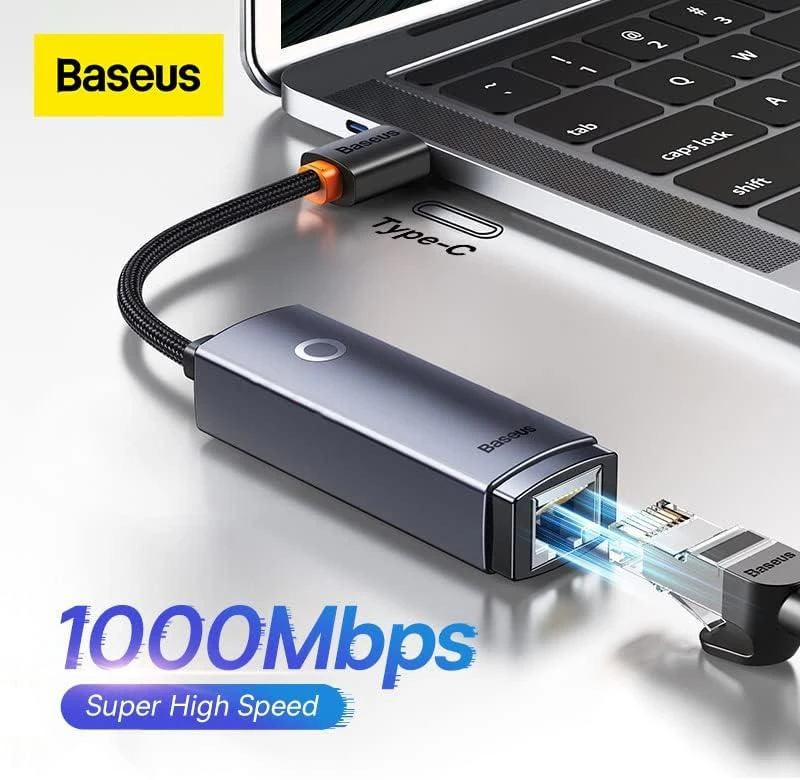 Tinklo adapteris Baseus Lite Series USB-C iki RJ45 – juodas