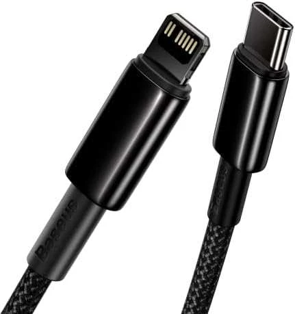 Baseus USB Type C - Lightning kabelis „Power Delivery“ greitam įkrovimui 20 W 1 m, juodas (CATLWJ-01) (Juodas)
