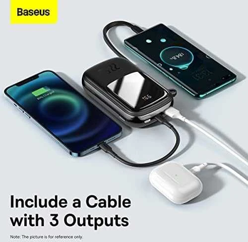 Baseus Qpow PRO Powerbank kabelis, 20000mAh, 22.5W (fekete)