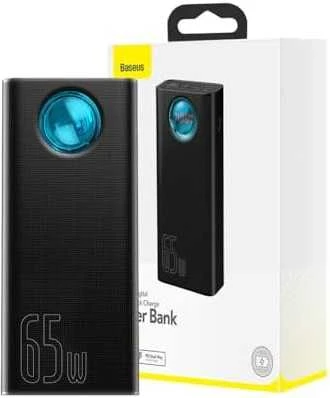 LiPo išorinis akumuliatorius (Powerbank) 30000mAh 65W su PD3.0 QC3.0 4xUSB + USB C Amblight juodas BASEUS