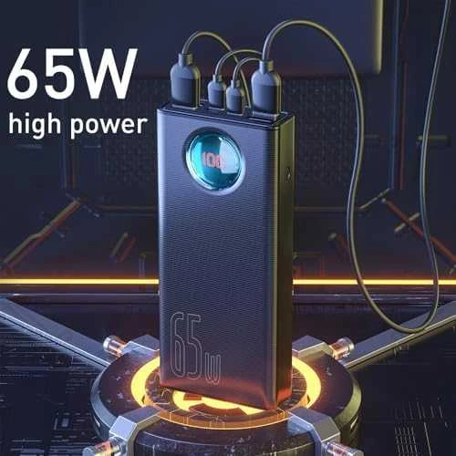LiPo išorinis akumuliatorius (Powerbank) 30000mAh 65W su PD3.0 QC3.0 4xUSB + USB C Amblight juodas BASEUS