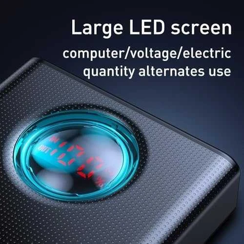 LiPo išorinis akumuliatorius (Powerbank) 30000mAh 65W su PD3.0 QC3.0 4xUSB + USB C Amblight juodas BASEUS