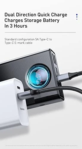Baseus Sieninis įkroviklis GaN3 Pro 65W 2xUSB + 2xUSB-C QC4+ PD3.0 su USB-C 1.5m laidu, juodas